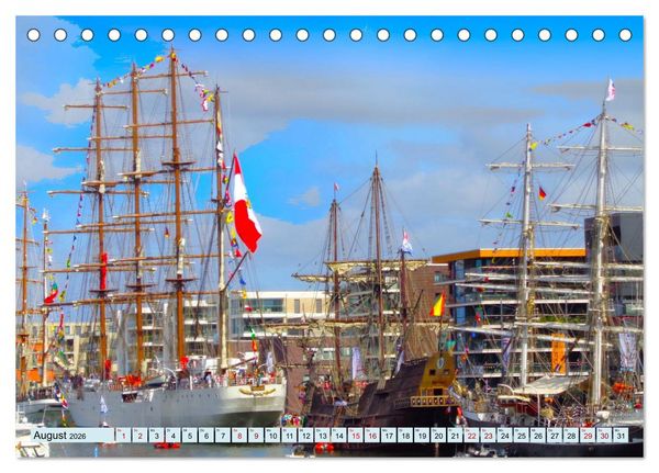 Produktbild: Ein detaillierter Blick auf Segelschiffe (Tischkalender 2026 DIN A5 quer), CALVENDO Monatskalender