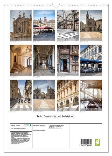 Produktbild: Turin. Geschichte und Architektur. (Wandkalender 2026 DIN A3 hoch), CALVENDO Monatskalender