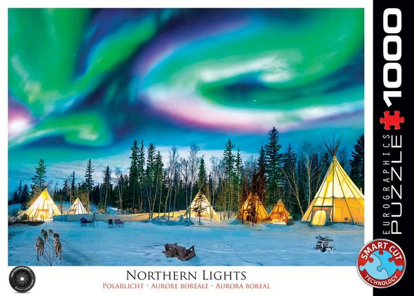 Northern Lights Aurora Borealis At Kirkjufell In Island – Rompecabezas De 1000 Piezas Prémium
