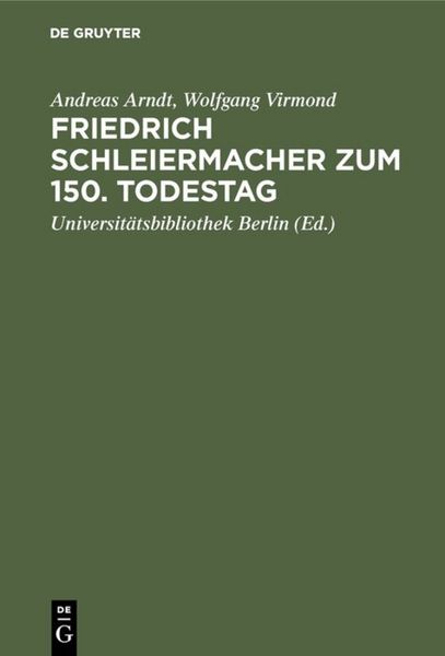 Produktbild: Friedrich Schleiermacher zum 150. Todestag