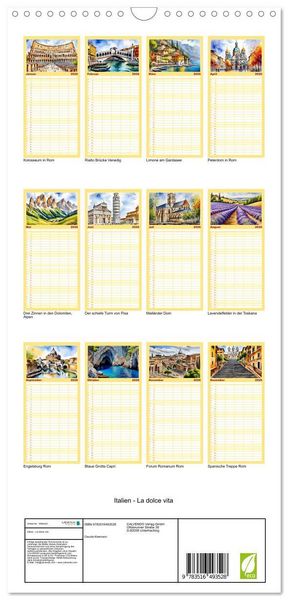 Produktbild: Familienplaner 2026 - Italien - La dolce vita mit 5 Spalten (Wandkalender, 21 x 45 cm) CALVENDO