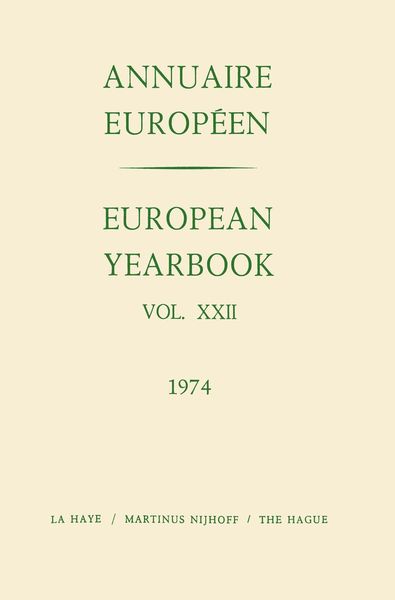 Produktbild: European Yearbook / Annuaire Europ&eacute;en, Volume 22 (1974)