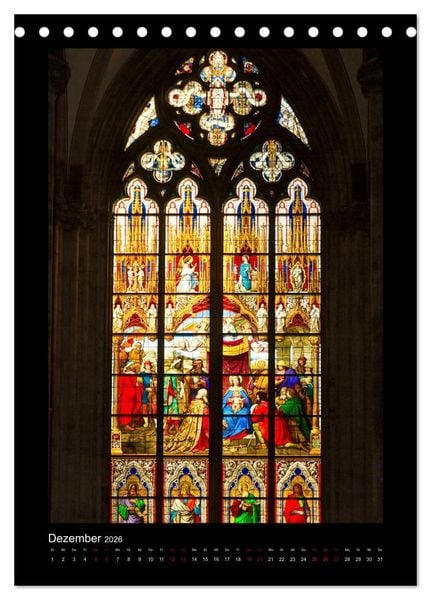 Produktbild: Kirchenfenster - Sakrale Glaskunst (Tischkalender 2026 DIN A5 hoch), CALVENDO Monatskalender