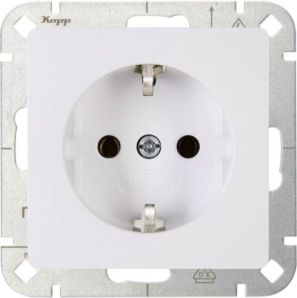 Produktbild: Kopp 1fach Einsatz Schutzkontakt-Steckdose HK05 Arktis-Wei&szlig; 923502002