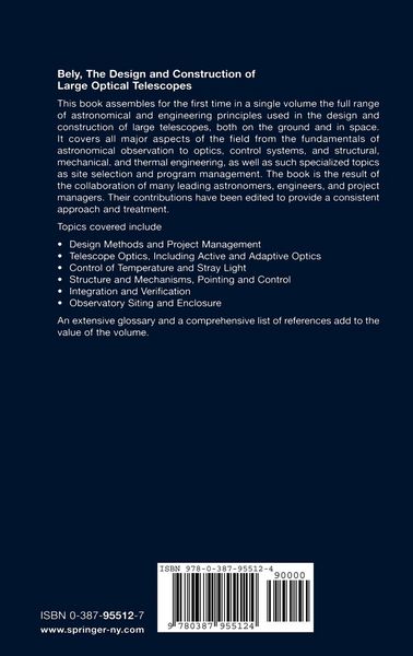Produktbild: The Design and Construction of Large Optical Telescopes