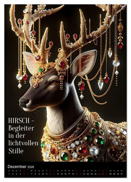 Produktbild: Krafttiere und Kristalle (Wandkalender 2026 DIN A2 hoch), CALVENDO Monatskalender