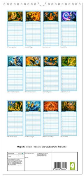Produktbild: Familienplaner 2026 - Magische Meister - Kalender &uuml;ber Zauberer und ihre Kr&auml;fte mit 5 Spalten (Wandkalender, 21 x 45 cm) CALVENDO