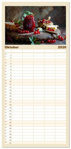 Produktbild: Familienplaner 2026 - Ein Jahr im Paradies der Konfit&uuml;ren mit 5 Spalten (Wandkalender, 21 x 45 cm) CALVENDO