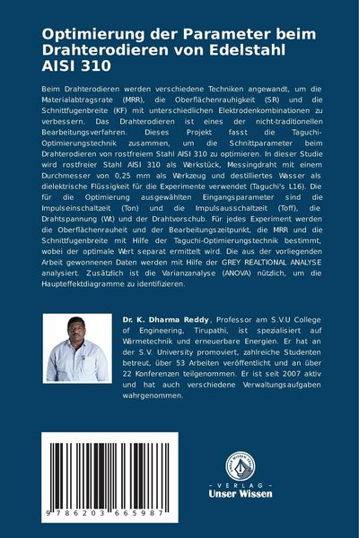 Produktbild: Optimierung der Parameter beim Drahterodieren von Edelstahl AISI 310