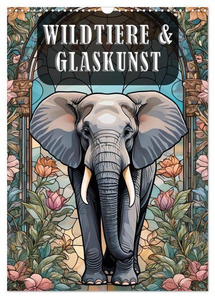 Produktbild: Wildtiere und Glaskunst im Tiffany Stil (Wandkalender 2026 DIN A3 hoch), CALVENDO Monatskalender