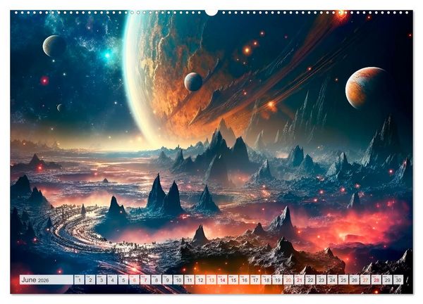 Produktbild: SCIENCE FICTION Life on distant planets (High Quality Premium Wall Calendar 2026 DIN A2 landscape),CALVENDO 12 Month Wall Calendar