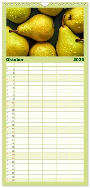Produktbild: Familienplaner 2026 - GR&Uuml;N - Gem&uuml;se und Obst - Knackig und Frisch mit 5 Spalten (Wandkalender, 21 x 45 cm) CALVENDO