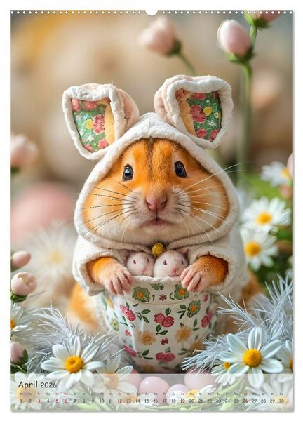 Produktbild: Hamster im Feiertagsfieber - Ein Jahr voller Flausch und Freude (hochwertiger Premium Wandkalender 2026 DIN A2 hoch), Kunstdruck in Hochglanz