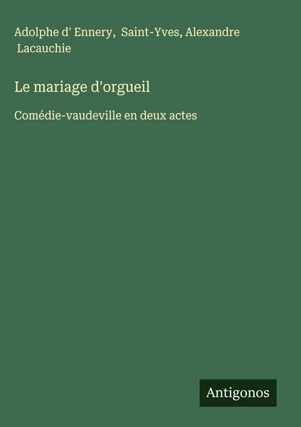 Produktbild: Le mariage d'orgueil