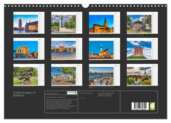 Produktbild: Entdeckungen im Baltikum (Wandkalender 2026 DIN A3 quer), CALVENDO Monatskalender