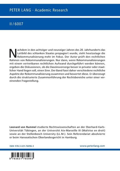 Produktbild: Rechtliche Aspekte der Rekommunalisierung