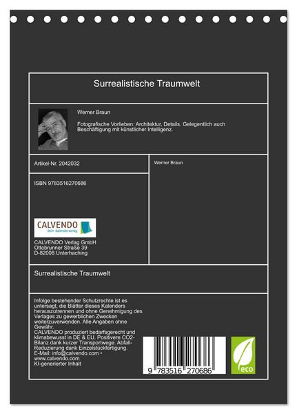 Produktbild: Surrealistische Traumwelt (Tischkalender 2026 DIN A5 hoch), CALVENDO Monatskalender