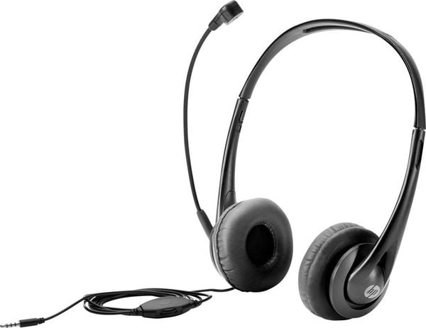 HP T1A66AA Over Ear Headset kabelgebunden Stereo Schwarz Mikrofon-Rauschunterdrückung Lautstärkeregelung Computer -