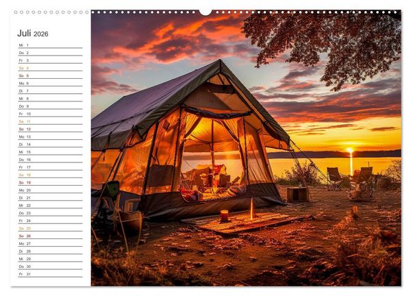 Produktbild: Camping mit dem Zelt (hochwertiger Premium Wandkalender 2026 DIN A2 quer), Kunstdruck in Hochglanz