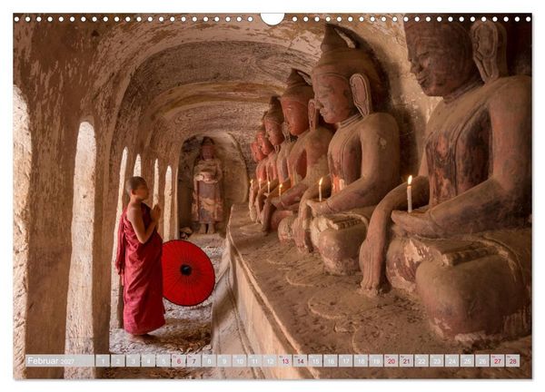 Produktbild: IM REICH DES BUDDHA - DER ROTE SCHIRM (Wandkalender 2027 DIN A3 quer), CALVENDO Monatskalender