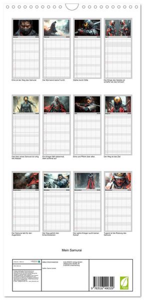 Produktbild: Familienplaner 2026 - Mein Samurai mit 5 Spalten (Wandkalender, 21 x 45 cm) CALVENDO