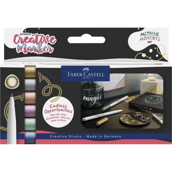Produktbild: Faber-Castell Goldfaber Creative Marker Metallic 1.5, 6er Etui, Metallic Moments