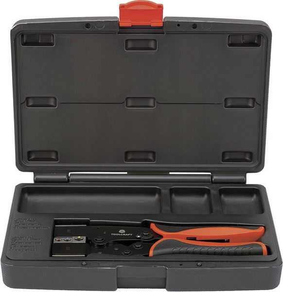 Produktbild: TOOLCRAFT 2-i-1 818644 Crimpzange Isolierte Flachstecker, Kabelschuhe, Sto&szlig;verbinder 0.5 bis 10 mm&sup2;