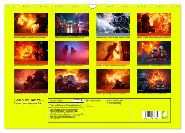 Produktbild: Feuer und Flamme - Feuerwehrkalender (Wandkalender 2026 DIN A3 quer), CALVENDO Monatskalender
