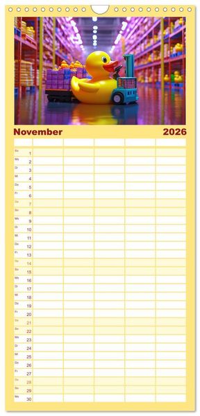 Produktbild: Familienplaner 2026 - Badeenten Kalender - Quietscheenten in der Berufswelt mit 5 Spalten (Wandkalender, 21 x 45 cm) CALVENDO