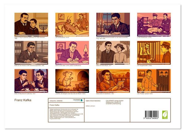 Produktbild: Franz Kafka (Wandkalender 2026 DIN A3 quer), CALVENDO Monatskalender
