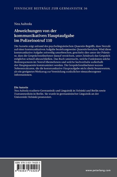 Produktbild: Abweichungen von der kommunikativen Hauptaufgabe im Polizeinotruf 110