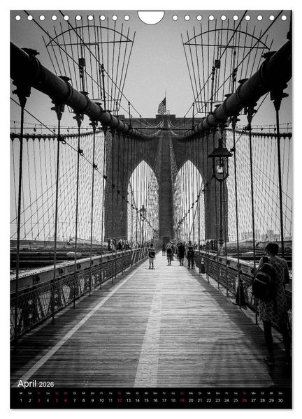 Produktbild: New York City Schwarz auf Wei&szlig; (Wandkalender 2026 DIN A4 hoch), CALVENDO Monatskalender