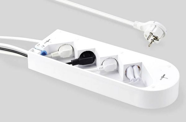 Produktbild: Sygonix SY-5228510 Steckdosenleiste mit Schalter 4fach Wei&szlig; Schutzkontakt 1St.