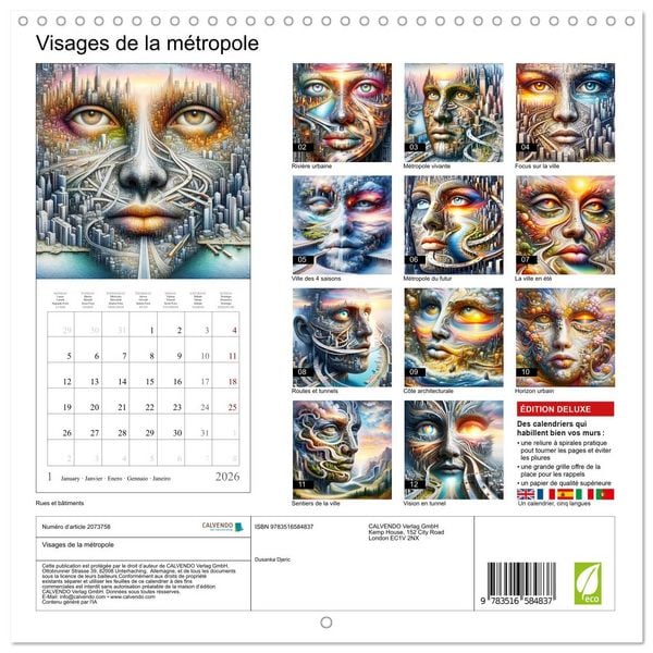 Produktbild: Visages de la m&eacute;tropole (Calendrier mural carr&eacute; 2026 30x30 cm) Calendrier double avec une page pour vos prises de notes