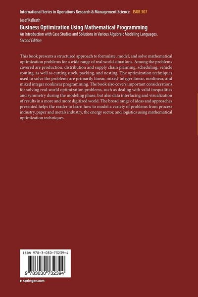 Produktbild: Business Optimization Using Mathematical Programming