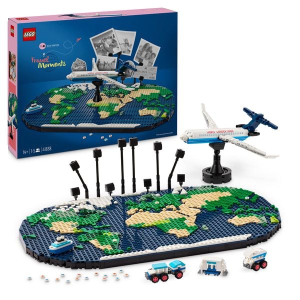 LEGO Reiseerinnerungen, Spielzeugweltkarte, Geschenk für Familien 41838