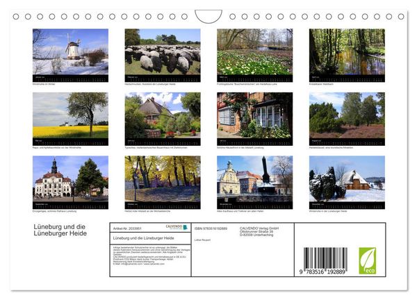 Produktbild: L&uuml;neburg und die L&uuml;neburger Heide (Wandkalender 2026 DIN A4 quer), CALVENDO Monatskalender