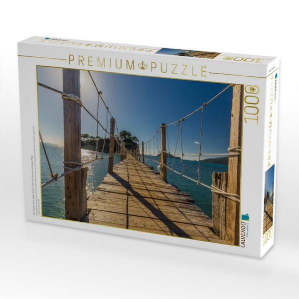 Produktbild: CALVENDO Puzzle Zur kleinen Insel "Agios Sostis" f&uuml;hrt im Sommer ein langer Steg | 1000 Teile Lege-Gr&ouml;&szlig;e 64x48cm Foto-Puzzle f&uuml;r gl&uuml;ckliche Stunden