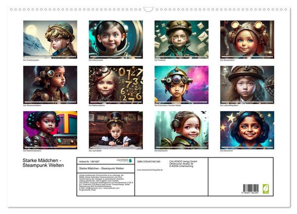 Produktbild: Starke M&auml;dchen - Steampunk Welten (Wandkalender 2026 DIN A2 quer), CALVENDO Monatskalender