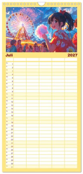 Produktbild: Familienplaner 2027 - Anime Kalender &ndash; Charaktere im Slice-of-Life Stil mit 5 Spalten (Wandkalender, 21 x 45 cm) CALVENDO