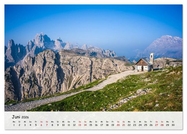 Produktbild: Drei Zinnen-Wanderung: Vom Misurinasee bis nach oben zum Rienzplateau (Wandkalender 2026 DIN A2 quer), CALVENDO Monatskalender