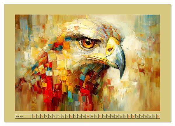 Produktbild: Majest&auml;ten der L&uuml;fte. Raubv&ouml;gel zwischen Himmel und Kunst (hochwertiger Premium Wandkalender 2026 DIN A2 quer), Kunstdruck in Hochglanz