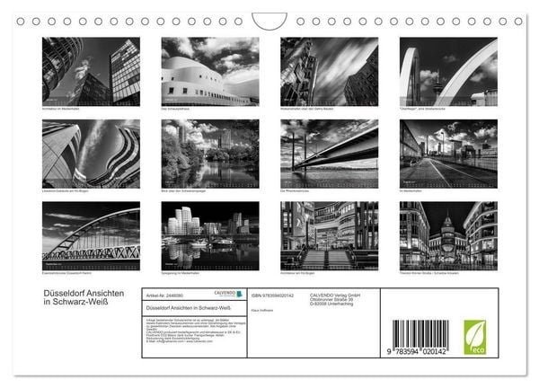 Produktbild: D&uuml;sseldorf Ansichten in Schwarz-Wei&szlig; (Wandkalender 2027 DIN A4 quer), CALVENDO Monatskalender