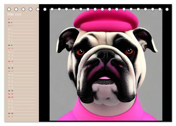 Produktbild: Graphic PoP Art Bulldogge (Tischkalender 2026 DIN A5 quer), CALVENDO Monatskalender