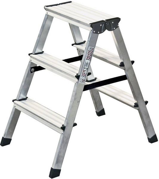 Produktbild: Krause 120328 Aluminium Stufen-Doppelleiter Arbeitsh&ouml;he (max.): 2.20 m Silber DIN EN 131 2.4 kg