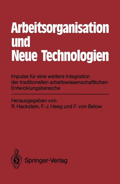 Produktbild: Arbeitsorganisation und Neue Technologien