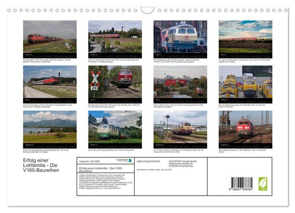 Produktbild: Erfolg einer Lokfamilie - Die V160-Baureihen (Wandkalender 2026 DIN A3 quer), CALVENDO Monatskalender