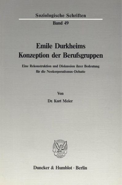 Produktbild: Emile Durkheims Konzeption der Berufsgruppen.