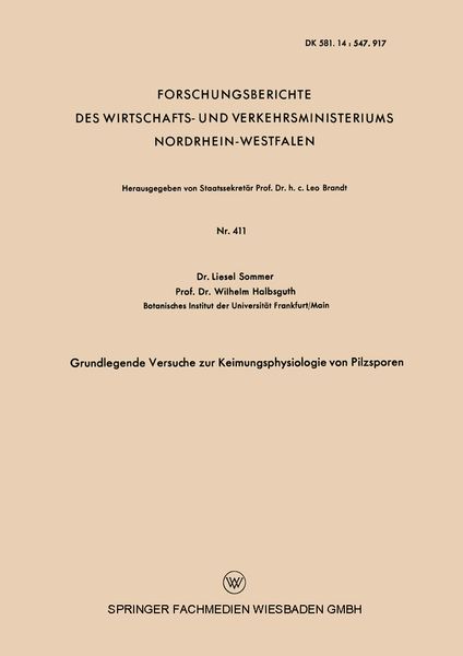 Produktbild: Grundlegende Versuche zur Keimungsphysiologie von Pilzsporen