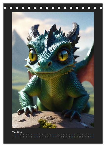 Produktbild: Verzauberte Drachen: Ein Jahr voll kleiner Wunder! (Tischkalender 2026 DIN A5 hoch), CALVENDO Monatskalender